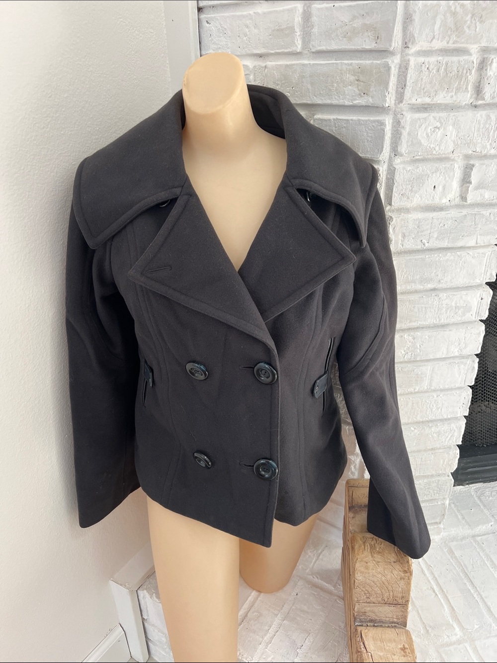 Etcetera Black Double-Breasted Pea Coat